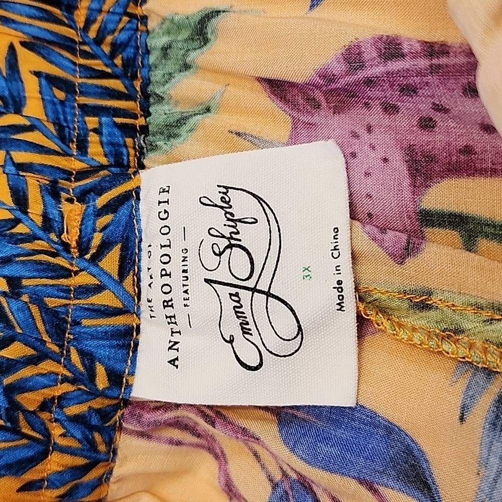 ANTHROPOLOGIE ORANGE Shorts EMMA SHIPLEY GIRAFFE Palms w/tie 3X - Picture 2 of 7